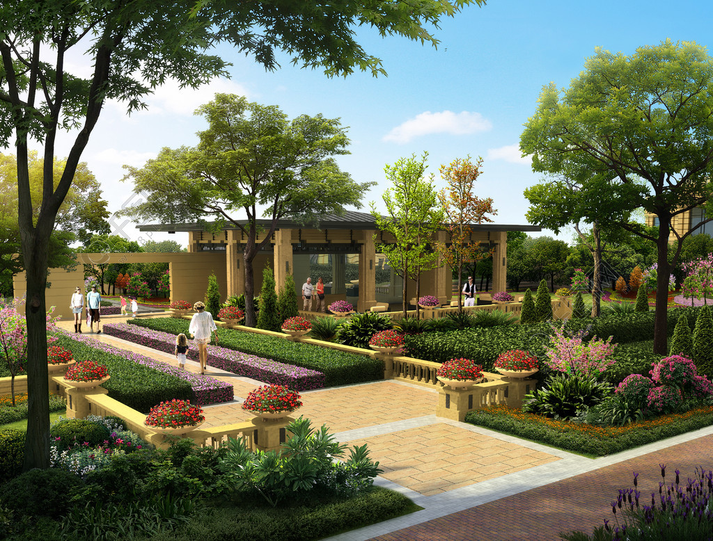 園林景觀分層psd設計圖免費下載_4500像素_psd格式_編號37119799