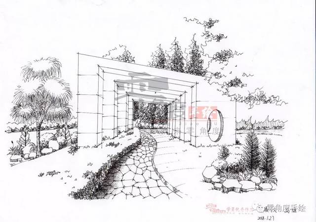 優秀手繪作品--景觀園林篇