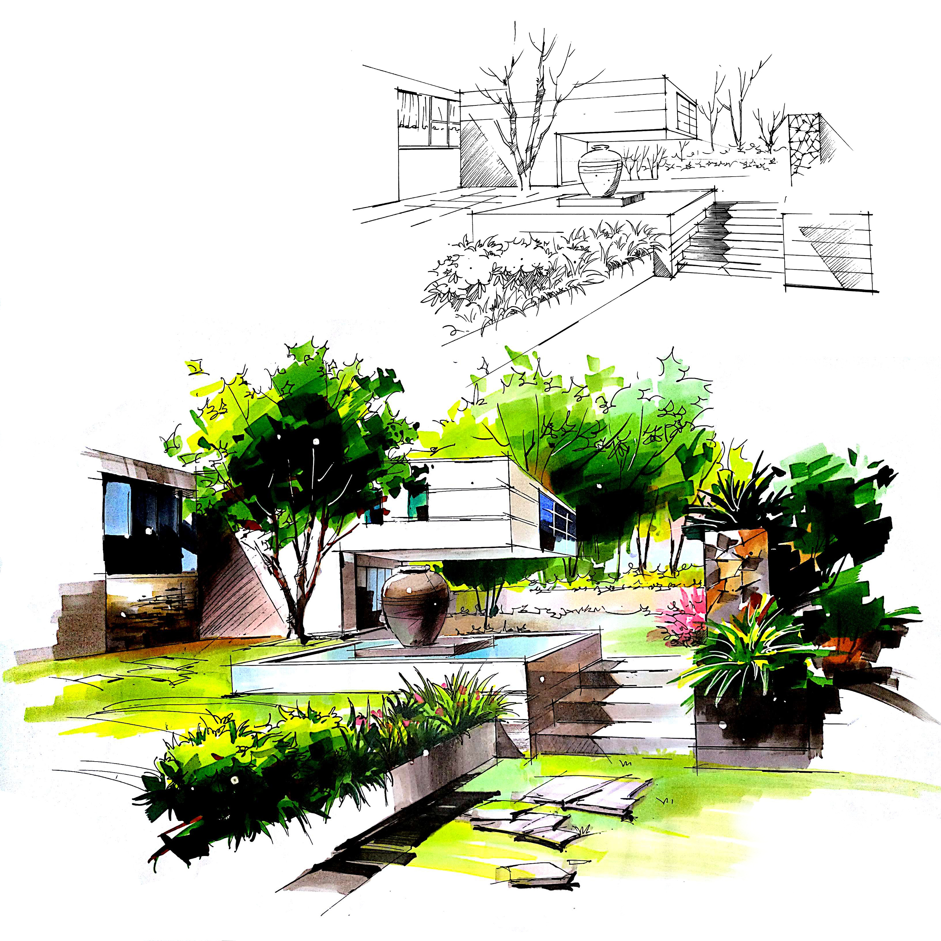 景觀手繪--田佳賓|空間|景觀設(shè)計|調(diào)色板22 